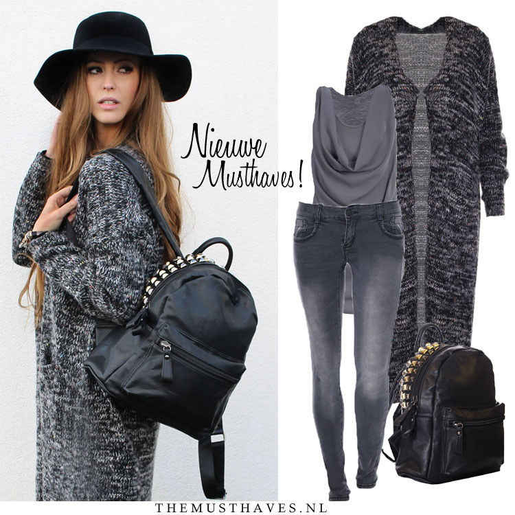 Zwarte rugtas met studs