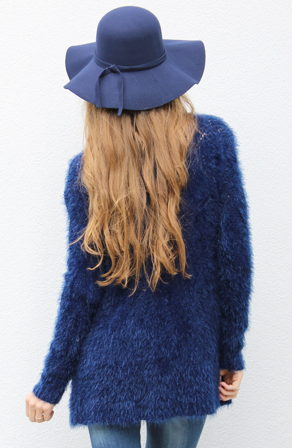 vilten hoed blauw dames