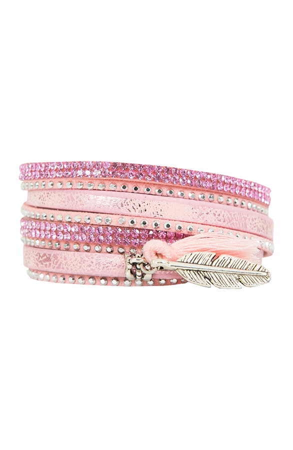 Wrap Bracelet Feather Pink