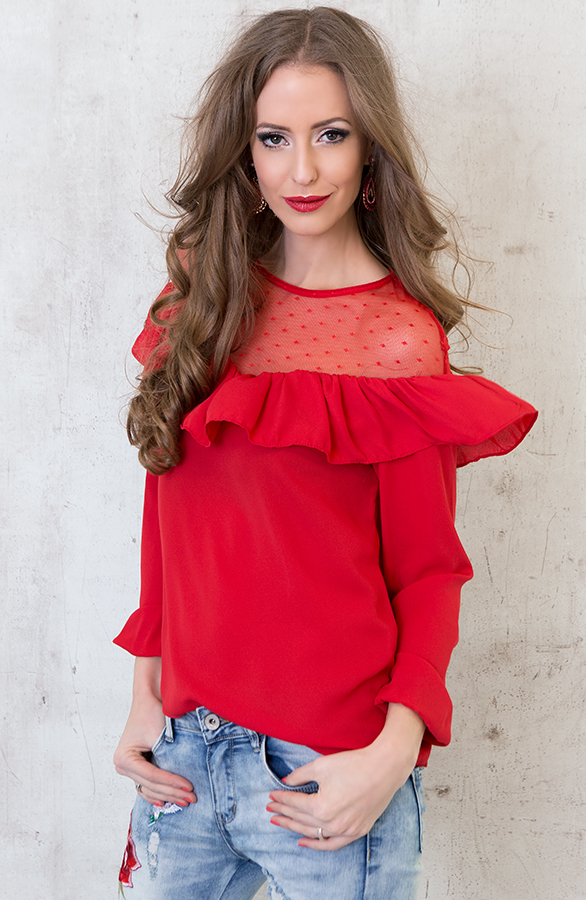 ruches blouse rood