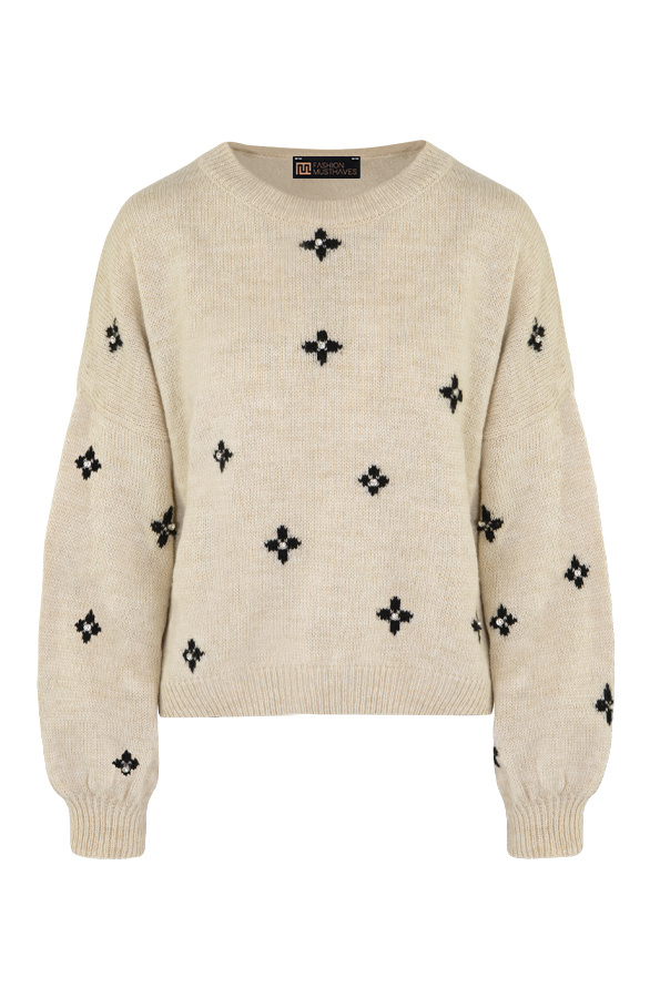 Beige Flower Sweater main image 1